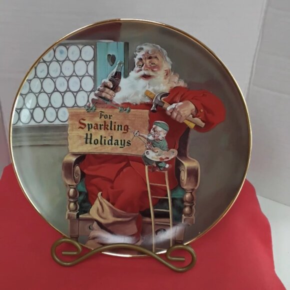 1995 Franklin Mint Coca Cola Santa Claus plate sparkling signs of the season - Picture 1 of 3